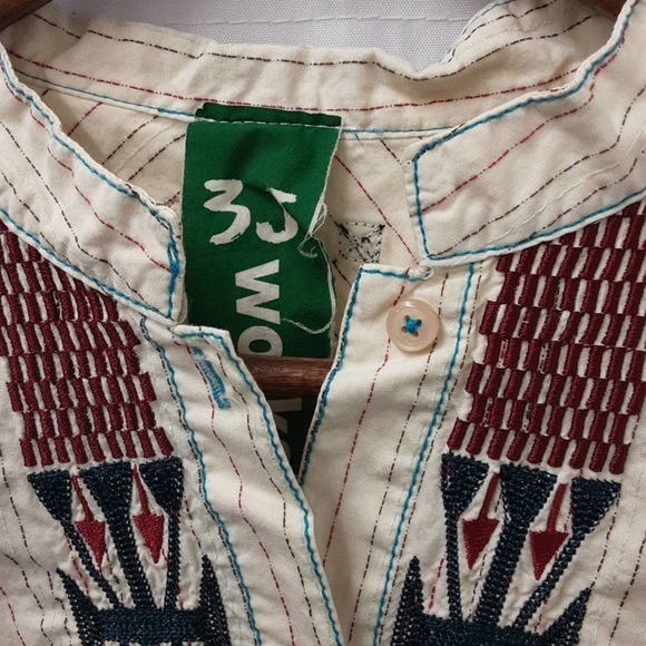 Rare Art to Wear Native American Johnny Was Boho Embroidered Button Up Shirt - Picture 3 of 6